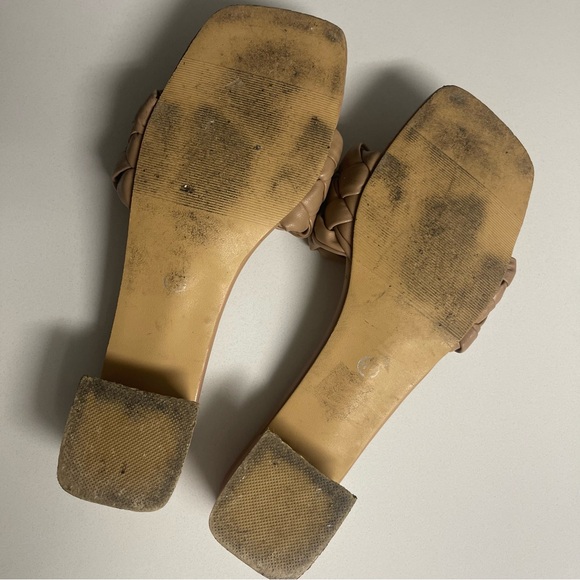 Nude Apricot Braided Design Chunky Mules Open Toe Sandals Women's Size 8.5 - Picture 8 of 8